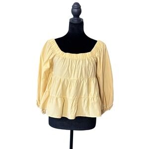 Pink Lily Butter Yellow Tiered Off-the-Shoulder Boho Blouse Small